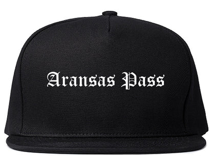 Aransas Pass Texas TX Old English Mens Snapback Hat Black