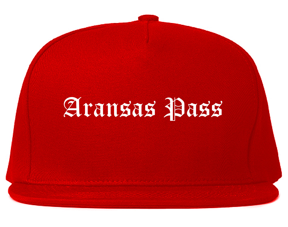 Aransas Pass Texas TX Old English Mens Snapback Hat Red