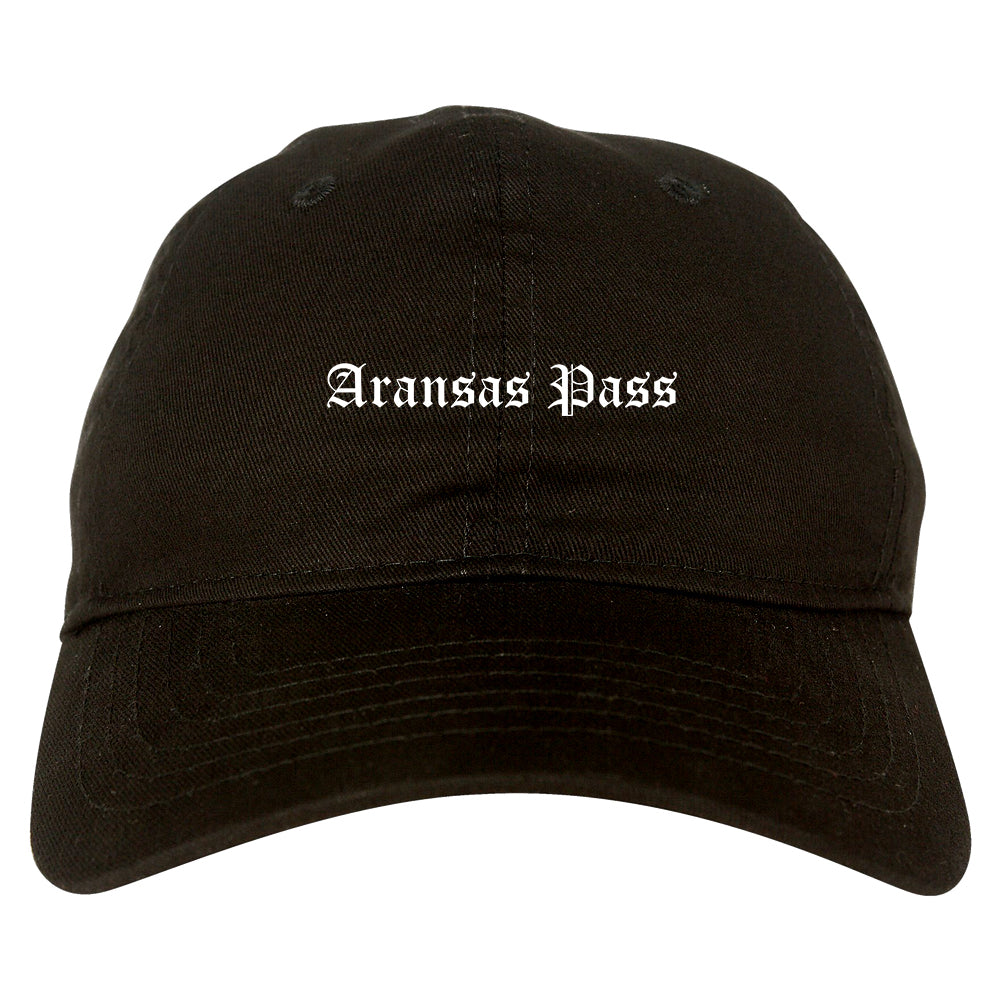 Aransas Pass Texas TX Old English Mens Dad Hat Baseball Cap Black