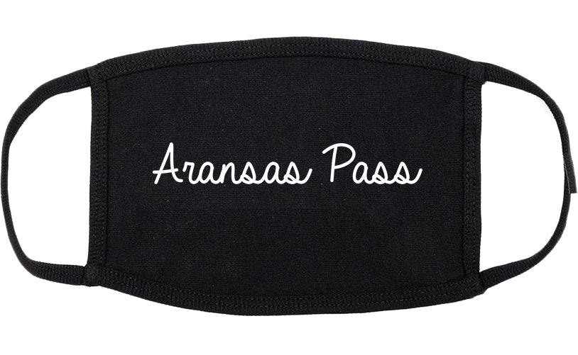 Aransas Pass Texas TX Script Cotton Face Mask Black
