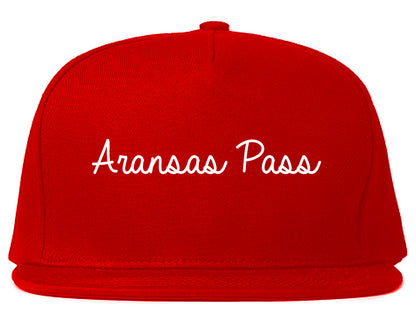 Aransas Pass Texas TX Script Mens Snapback Hat Red