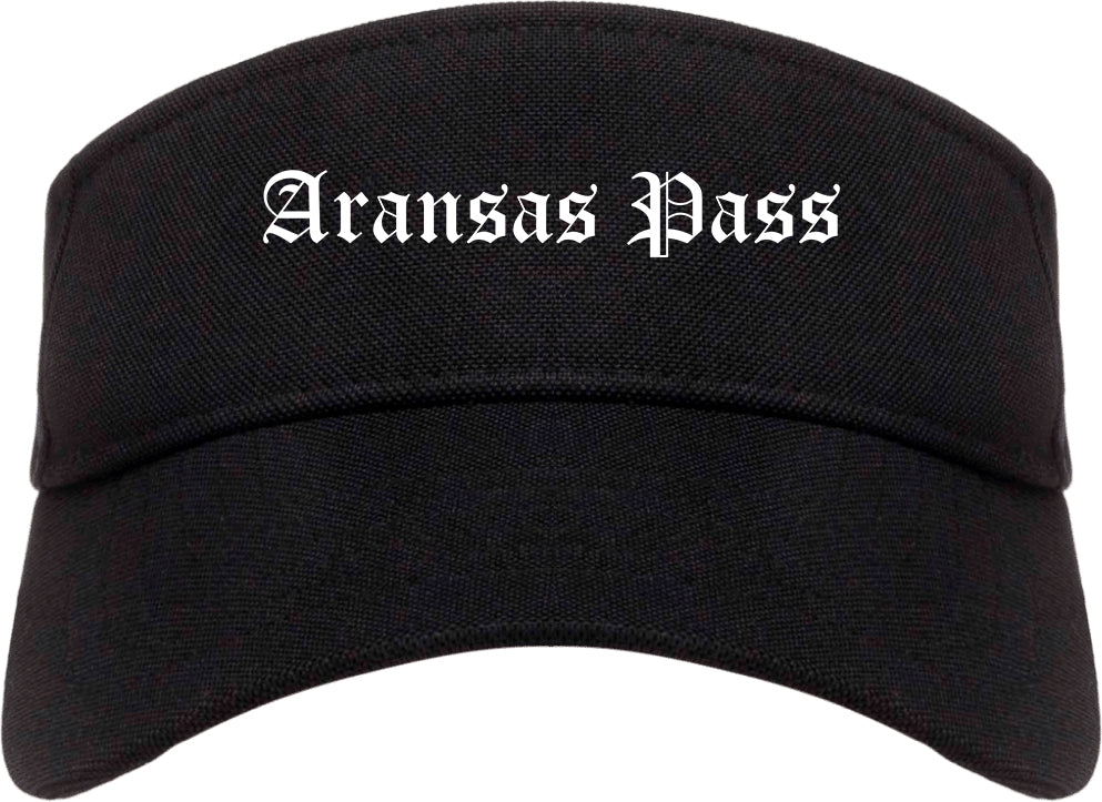 Aransas Pass Texas TX Old English Mens Visor Cap Hat Black