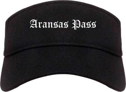 Aransas Pass Texas TX Old English Mens Visor Cap Hat Black