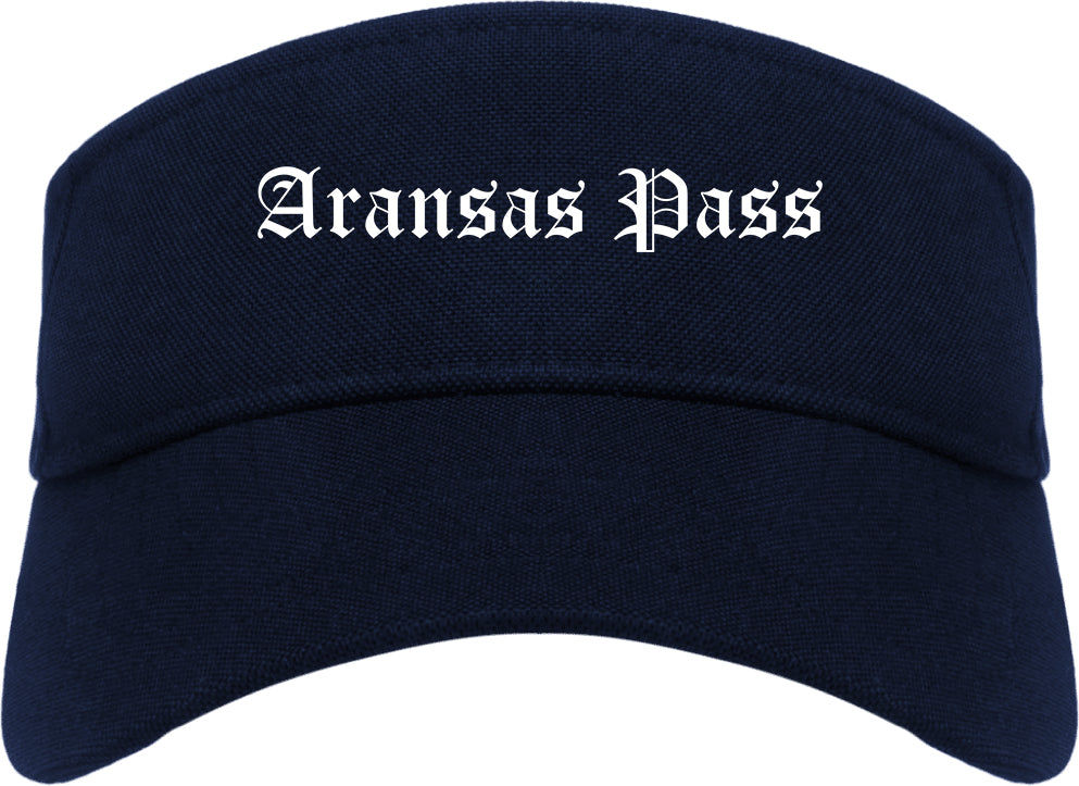 Aransas Pass Texas TX Old English Mens Visor Cap Hat Navy Blue