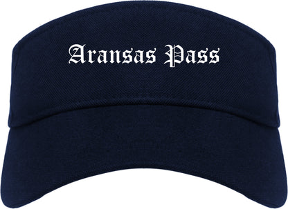 Aransas Pass Texas TX Old English Mens Visor Cap Hat Navy Blue