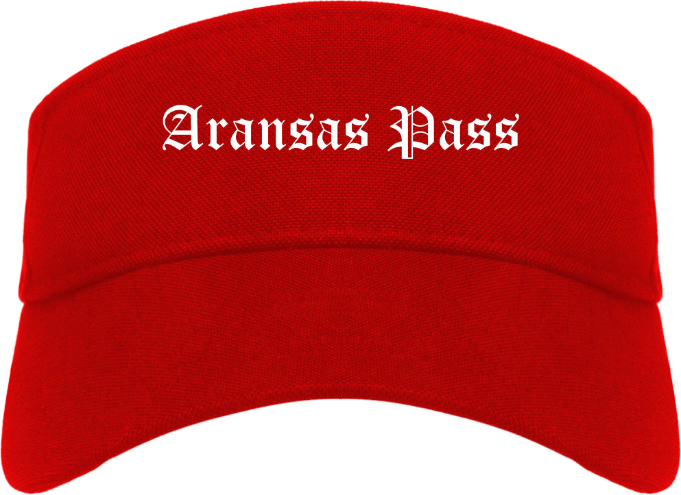 Aransas Pass Texas TX Old English Mens Visor Cap Hat Red