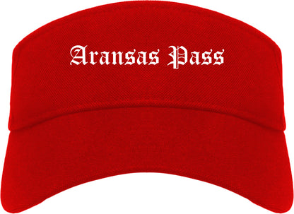 Aransas Pass Texas TX Old English Mens Visor Cap Hat Red