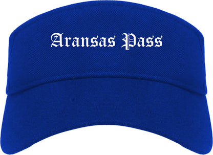 Aransas Pass Texas TX Old English Mens Visor Cap Hat Royal Blue