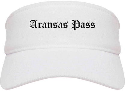 Aransas Pass Texas TX Old English Mens Visor Cap Hat White