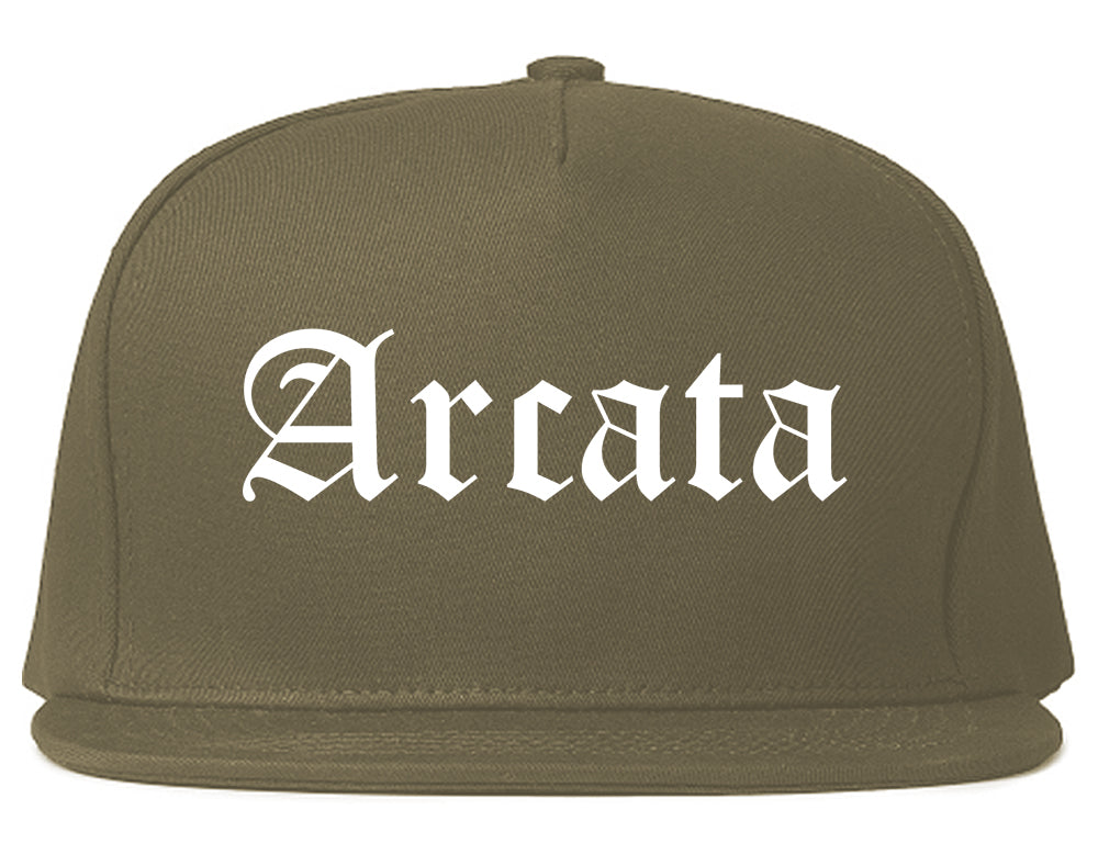 Arcata California CA Old English Mens Snapback Hat Grey