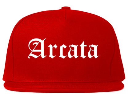 Arcata California CA Old English Mens Snapback Hat Red