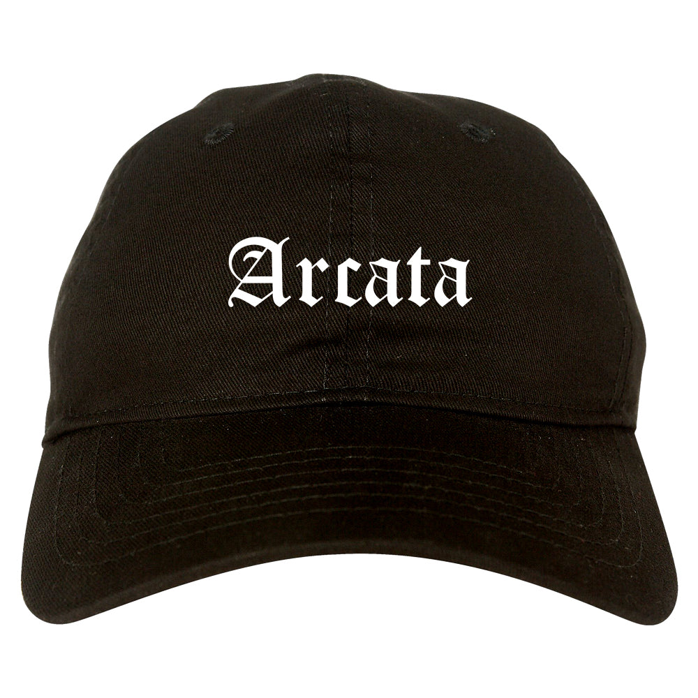 Arcata California CA Old English Mens Dad Hat Baseball Cap Black