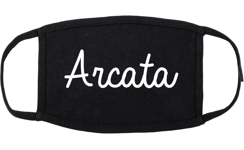 Arcata California CA Script Cotton Face Mask Black