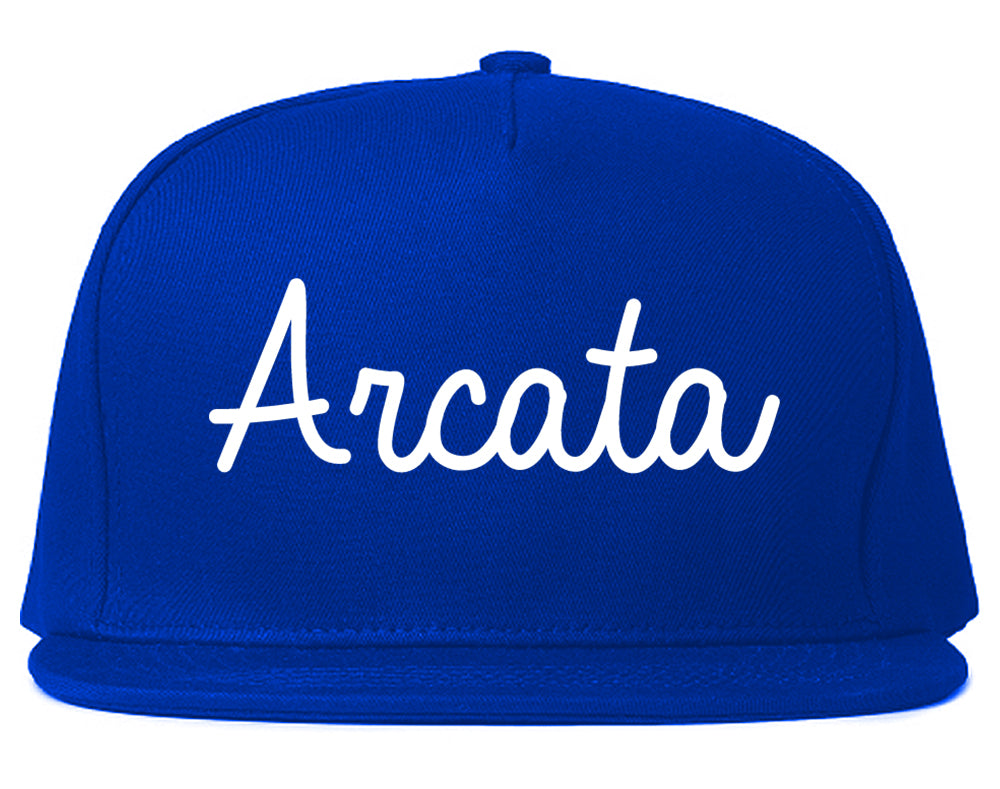 Arcata California CA Script Mens Snapback Hat Royal Blue