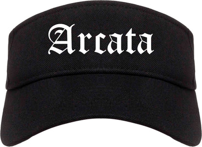 Arcata California CA Old English Mens Visor Cap Hat Black