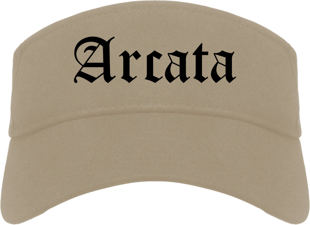 Arcata California CA Old English Mens Visor Cap Hat Khaki