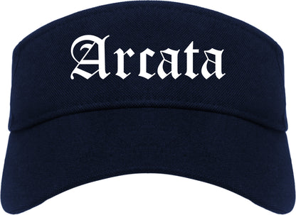 Arcata California CA Old English Mens Visor Cap Hat Navy Blue