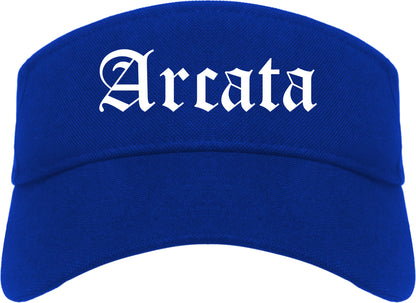 Arcata California CA Old English Mens Visor Cap Hat Royal Blue