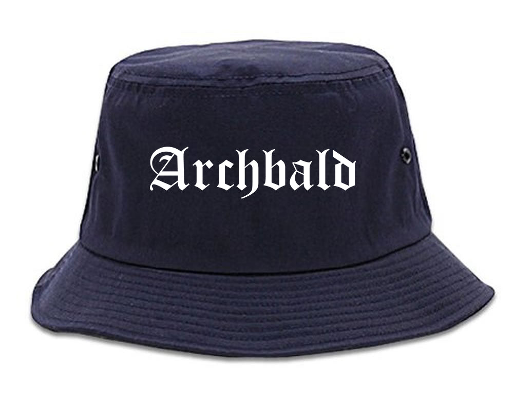 Archbald Pennsylvania PA Old English Mens Bucket Hat Navy Blue