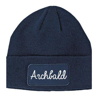 Archbald Pennsylvania PA Script Mens Knit Beanie Hat Cap Navy Blue