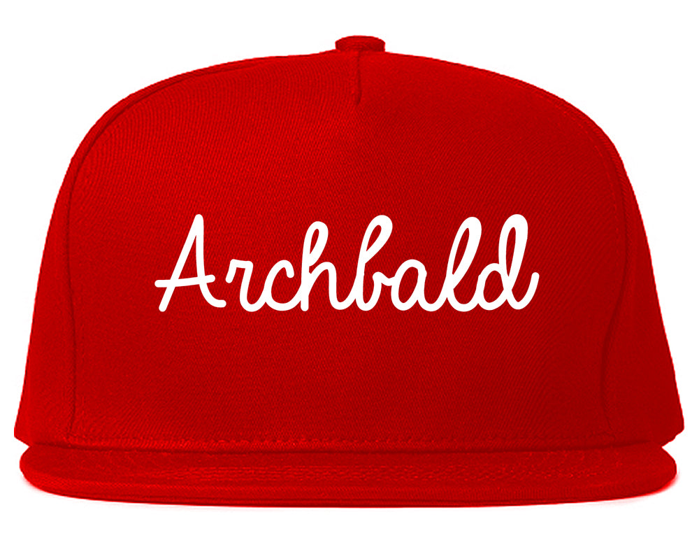 Archbald Pennsylvania PA Script Mens Snapback Hat Red