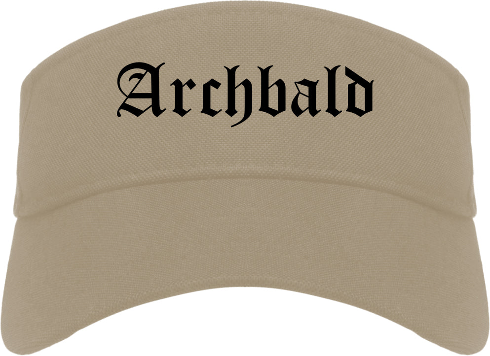 Archbald Pennsylvania PA Old English Mens Visor Cap Hat Khaki