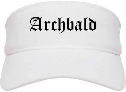 Archbald Pennsylvania PA Old English Mens Visor Cap Hat White