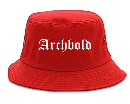 Archbold Ohio OH Old English Mens Bucket Hat Red