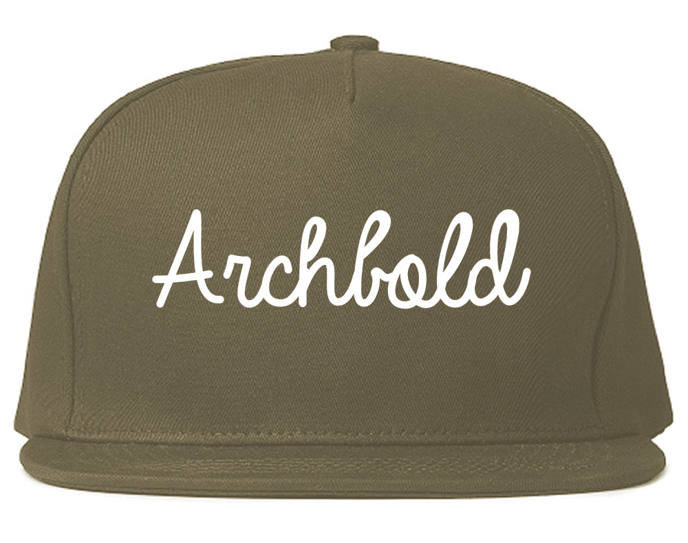 Archbold Ohio OH Script Mens Snapback Hat Grey