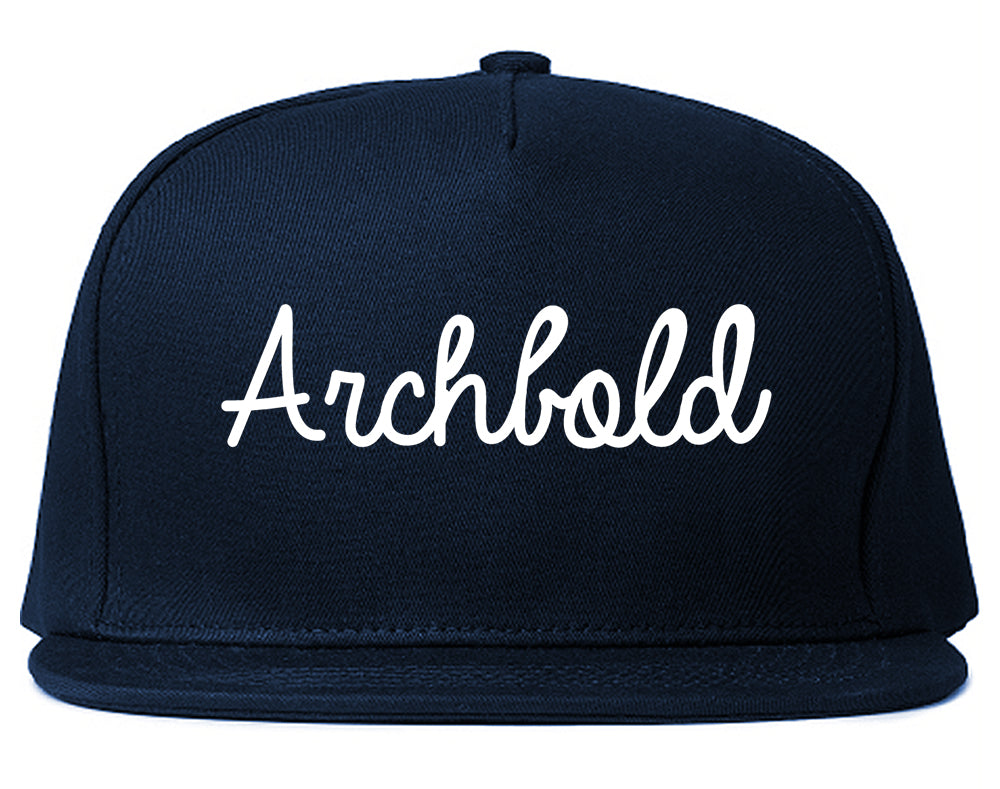 Archbold Ohio OH Script Mens Snapback Hat Navy Blue