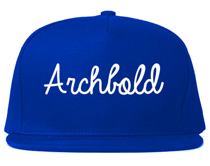 Archbold Ohio OH Script Mens Snapback Hat Royal Blue