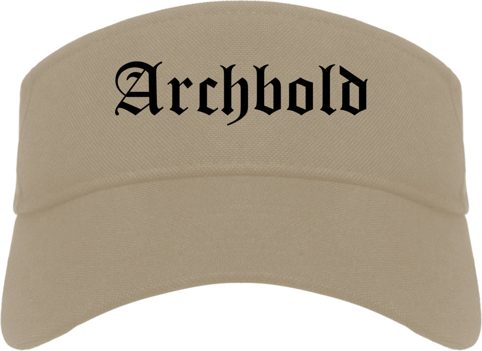 Archbold Ohio OH Old English Mens Visor Cap Hat Khaki