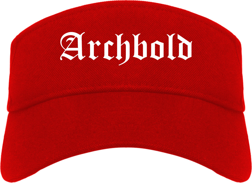 Archbold Ohio OH Old English Mens Visor Cap Hat Red