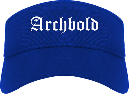 Archbold Ohio OH Old English Mens Visor Cap Hat Royal Blue