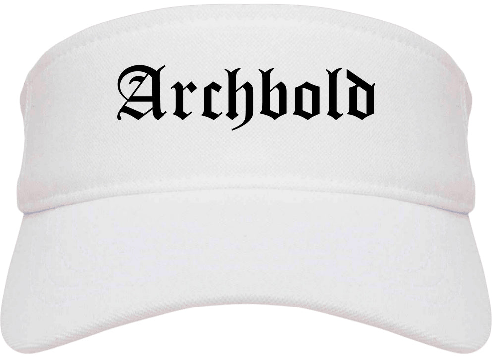 Archbold Ohio OH Old English Mens Visor Cap Hat White