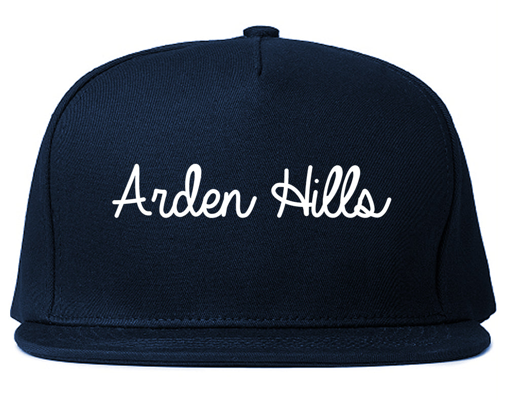 Arden Hills Minnesota MN Script Mens Snapback Hat Navy Blue