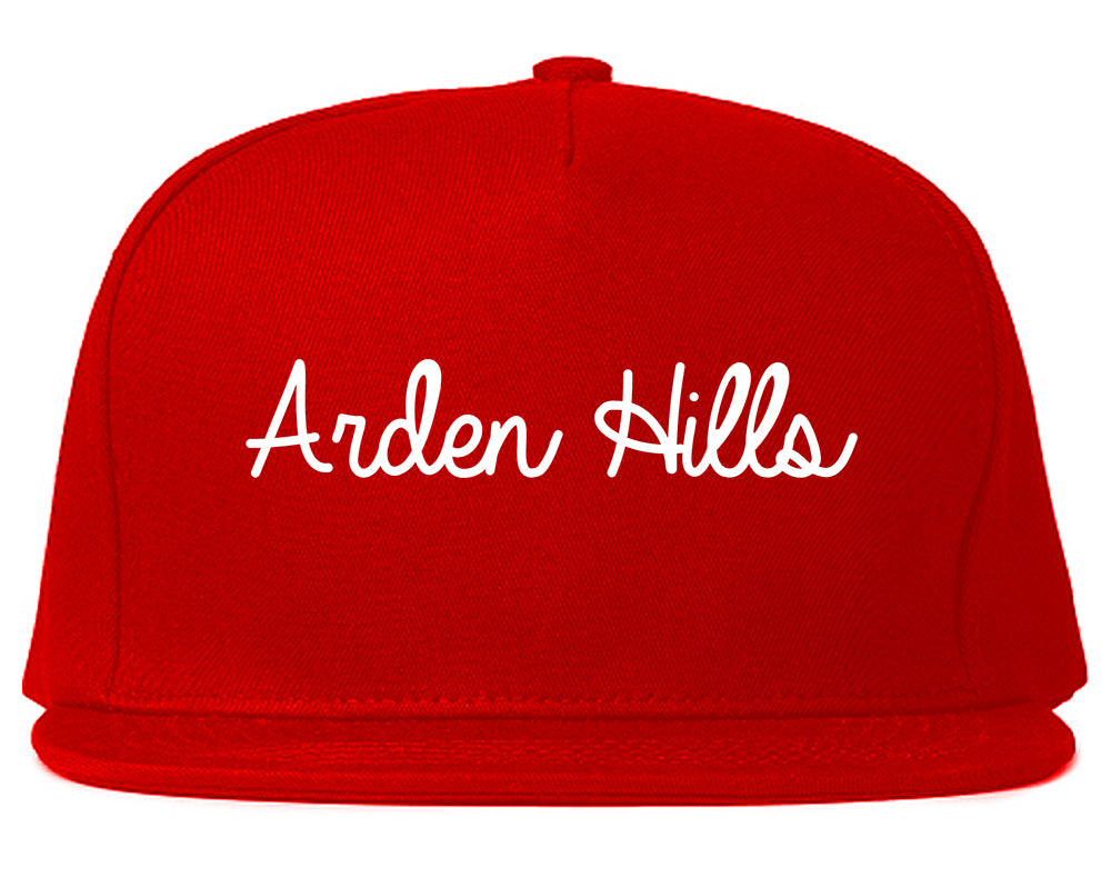 Arden Hills Minnesota MN Script Mens Snapback Hat Red