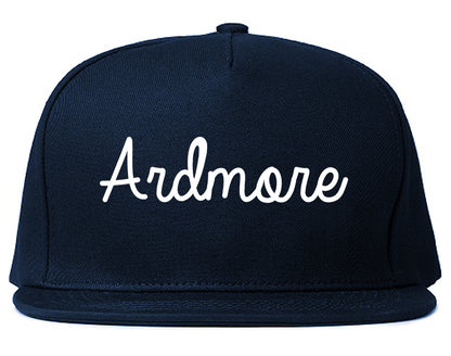Ardmore Oklahoma OK Script Mens Snapback Hat Navy Blue