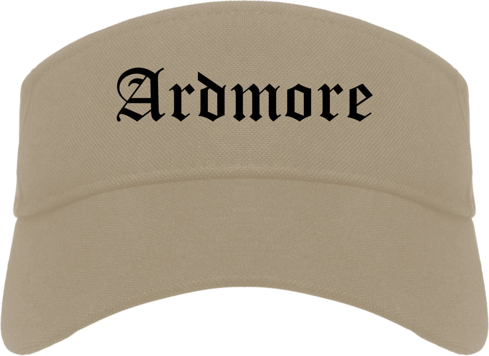 Ardmore Oklahoma OK Old English Mens Visor Cap Hat Khaki