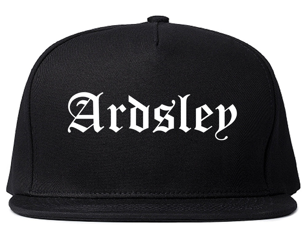 Ardsley New York NY Old English Mens Snapback Hat Black