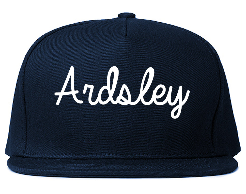 Ardsley New York NY Script Mens Snapback Hat Navy Blue