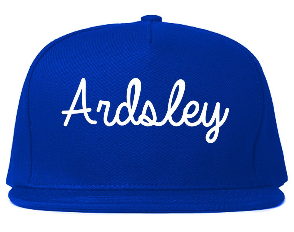 Ardsley New York NY Script Mens Snapback Hat Royal Blue