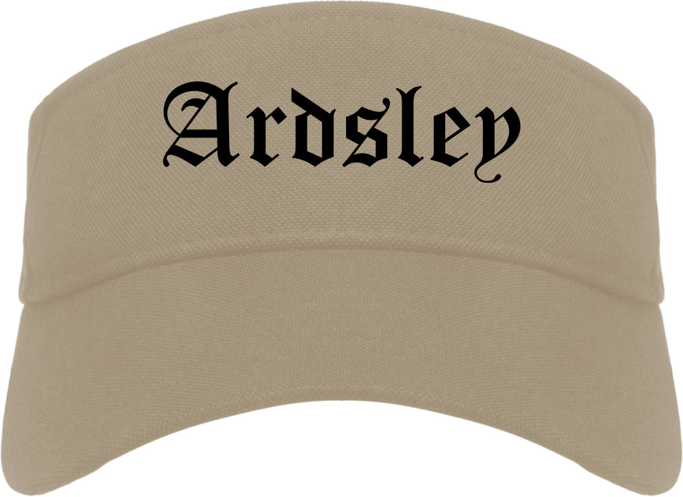 Ardsley New York NY Old English Mens Visor Cap Hat Khaki