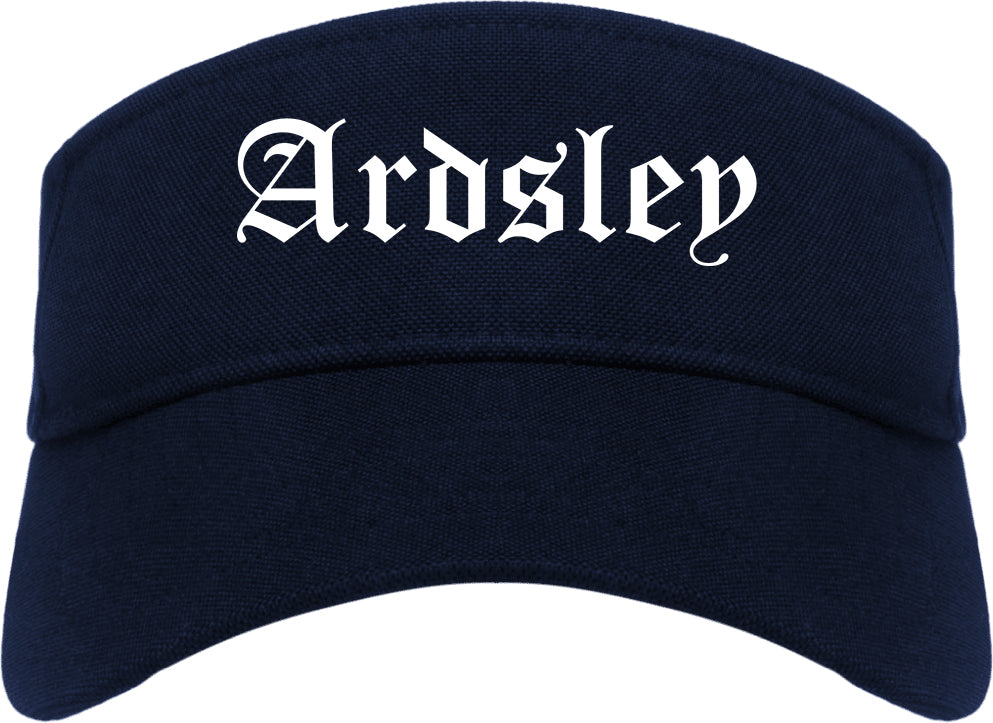 Ardsley New York NY Old English Mens Visor Cap Hat Navy Blue