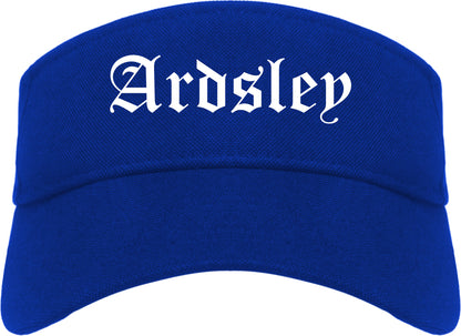 Ardsley New York NY Old English Mens Visor Cap Hat Royal Blue