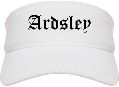 Ardsley New York NY Old English Mens Visor Cap Hat White
