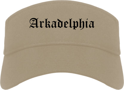 Arkadelphia Arkansas AR Old English Mens Visor Cap Hat Khaki