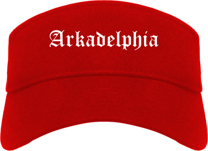 Arkadelphia Arkansas AR Old English Mens Visor Cap Hat Red