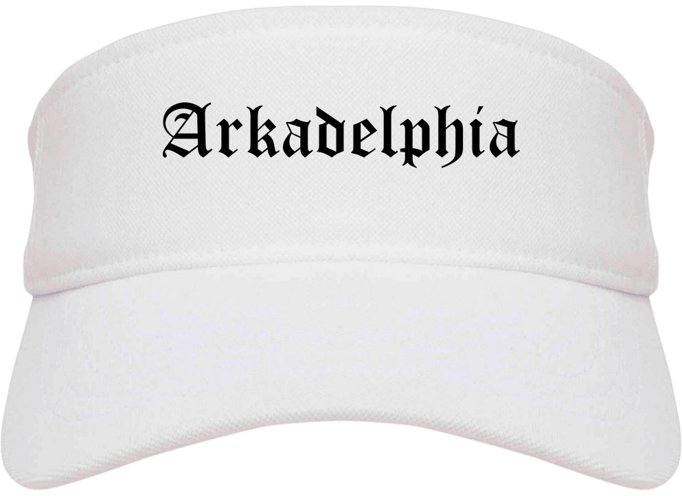 Arkadelphia Arkansas AR Old English Mens Visor Cap Hat White