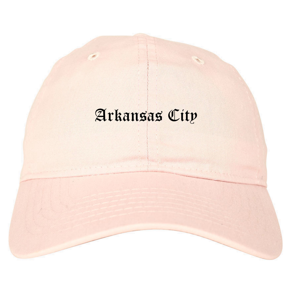 Arkansas City Kansas KS Old English Mens Dad Hat Baseball Cap Pink